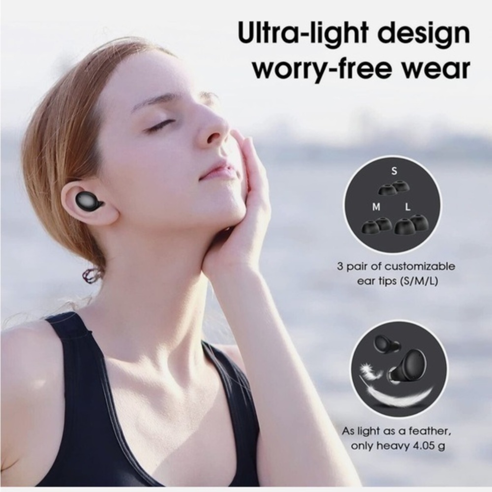 LOSEI D65 Black Wireless Bluetooth mic Earbuds  waterproof Headphones & charger